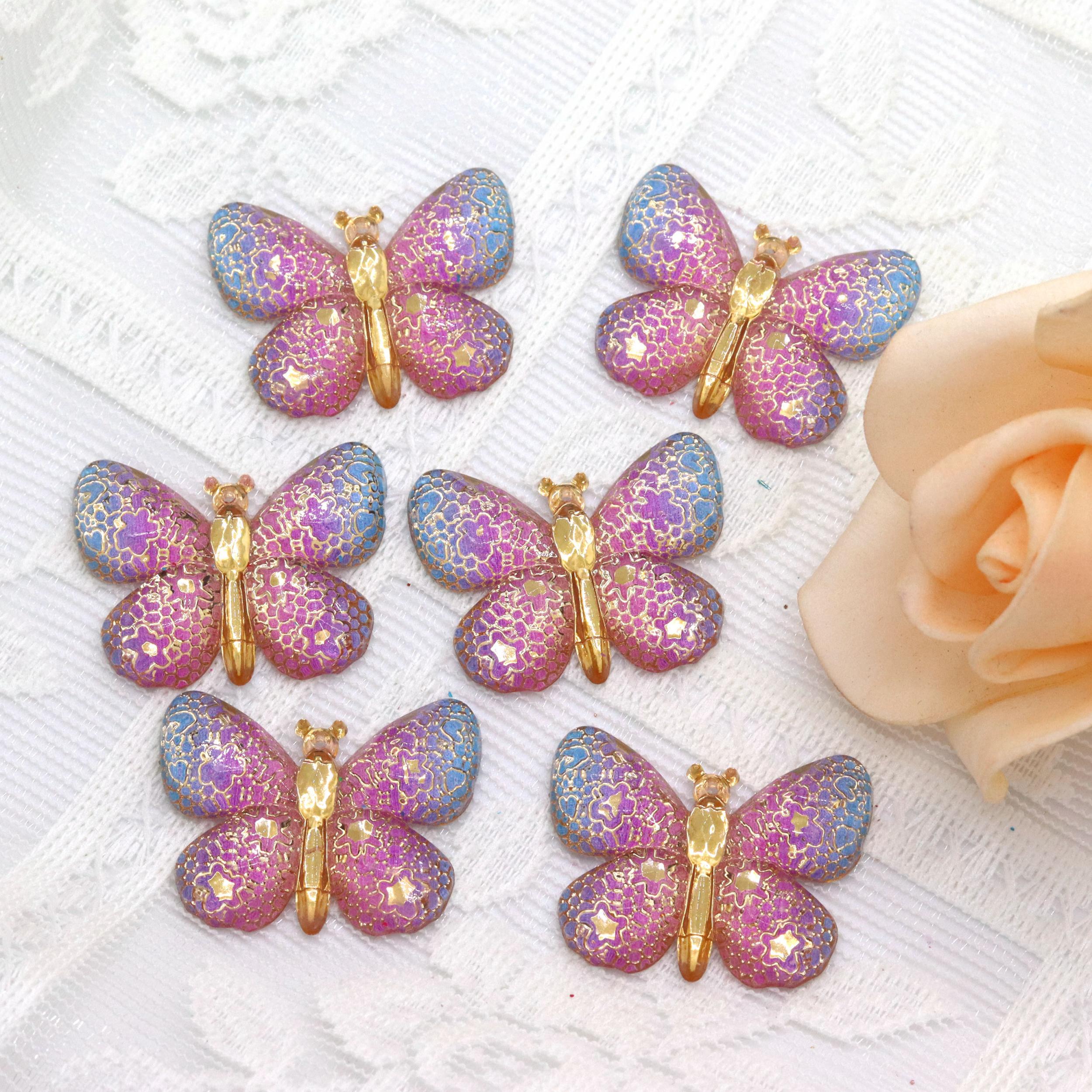 10Pcs Butterflies Resin Charms for DIY Keychain Crafts